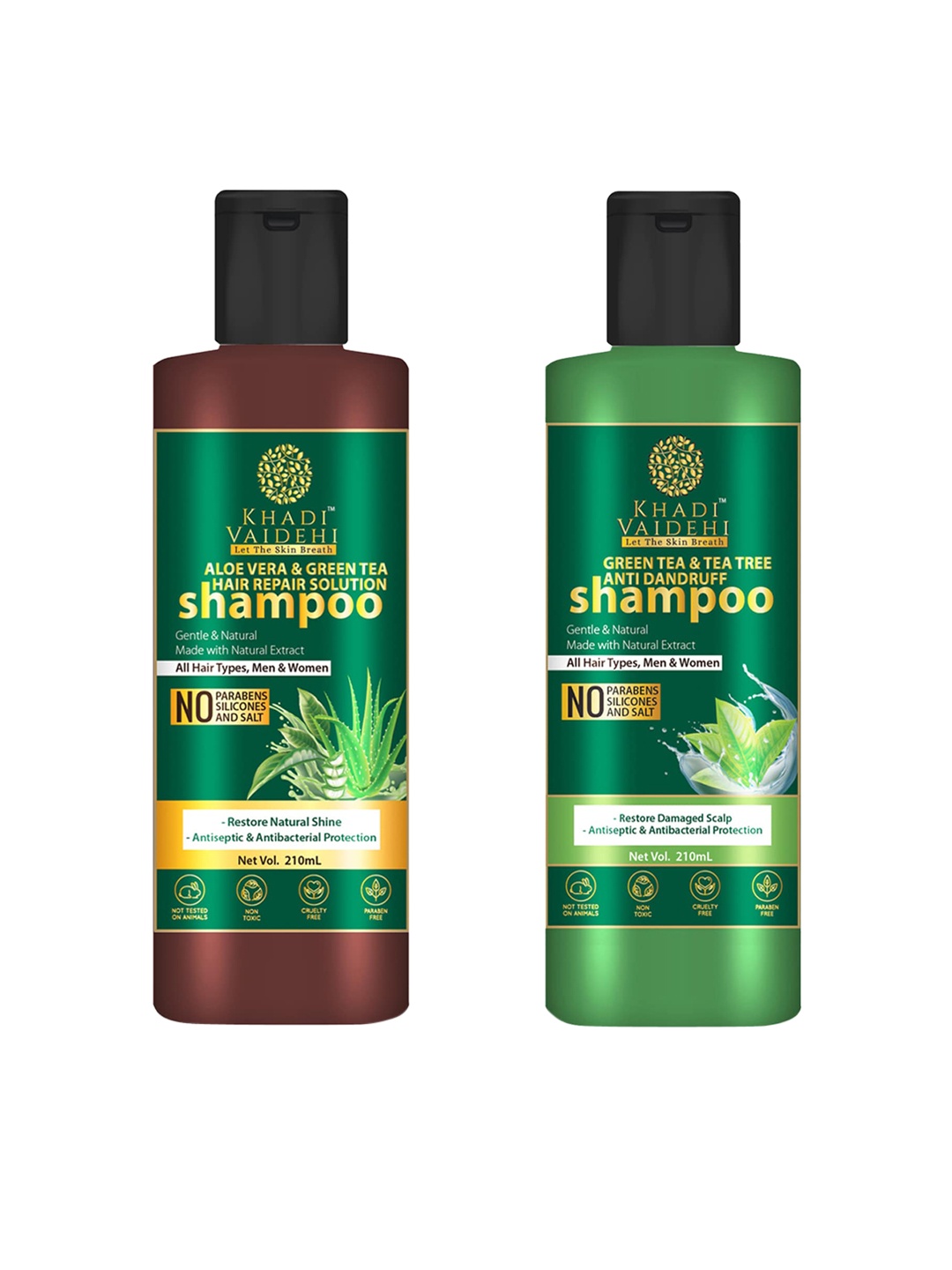 

Khadi Vaidehi Set of 2 Paraben-Free Shampoos for All Hair Types - 210ml each, Brown