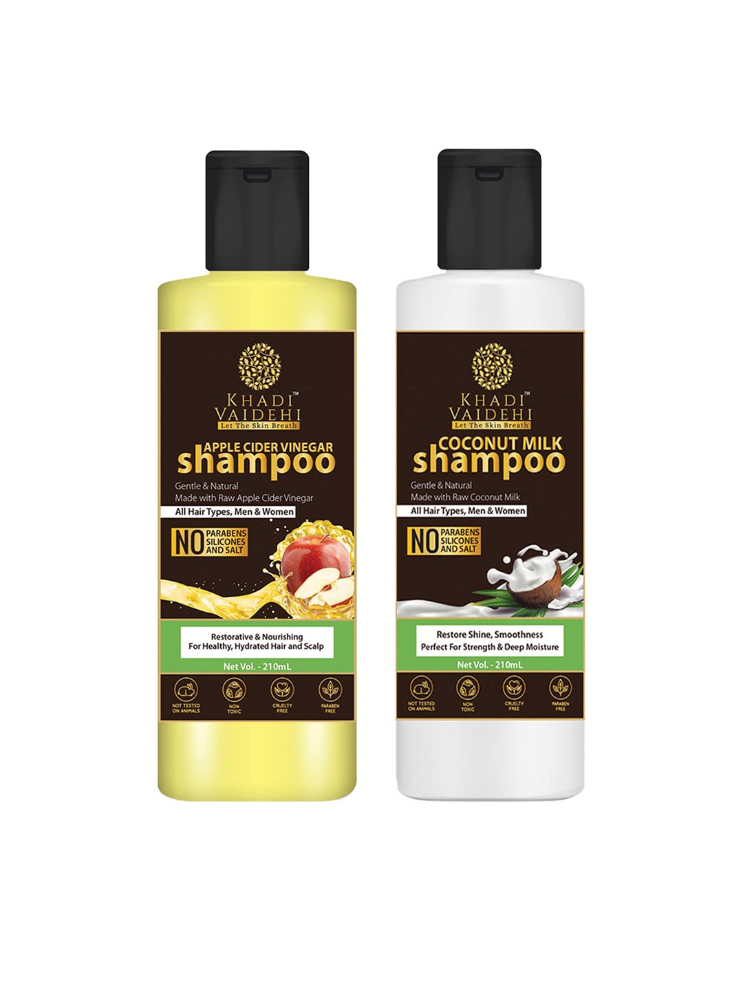 

Khadi Vaidehi Set of 2 Paraben-Free Shampoos for All Hair Types - 210ml each, Brown