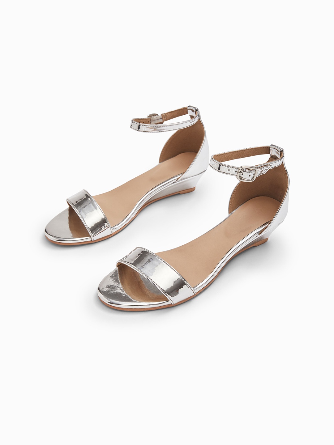 

The Label Life Silver Leather Boat Block Heels