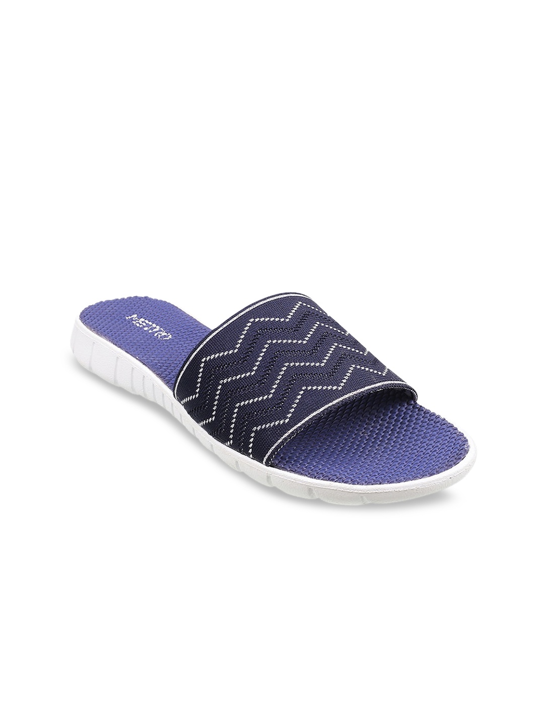 

Metro Women Blue Printed Open Toe Flats with Embroidered