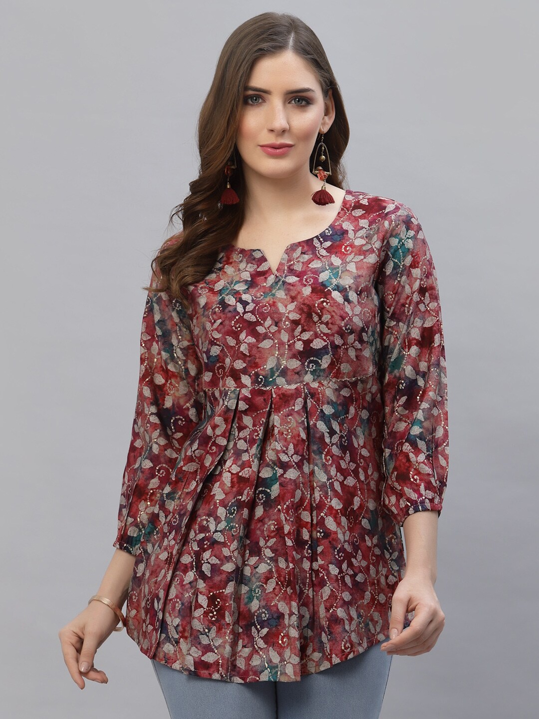 

TANKHI Pink & Grey Printed Tunic