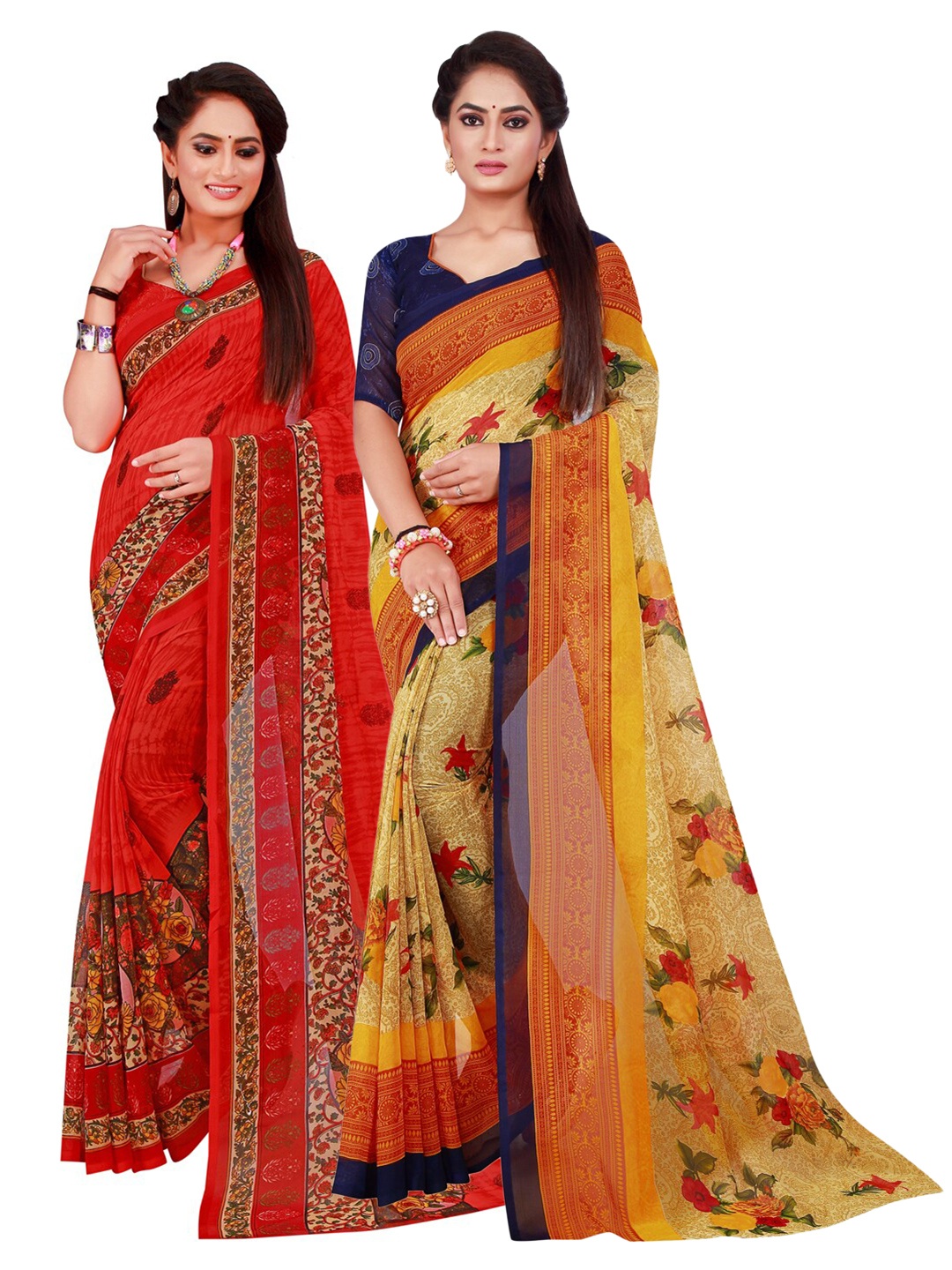 

SAADHVI Women Beige Sarees
