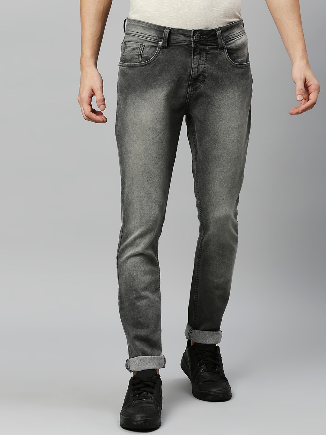 

High Star Men Grey Jean Slim Fit Heavy Fade Stretchable Jeans