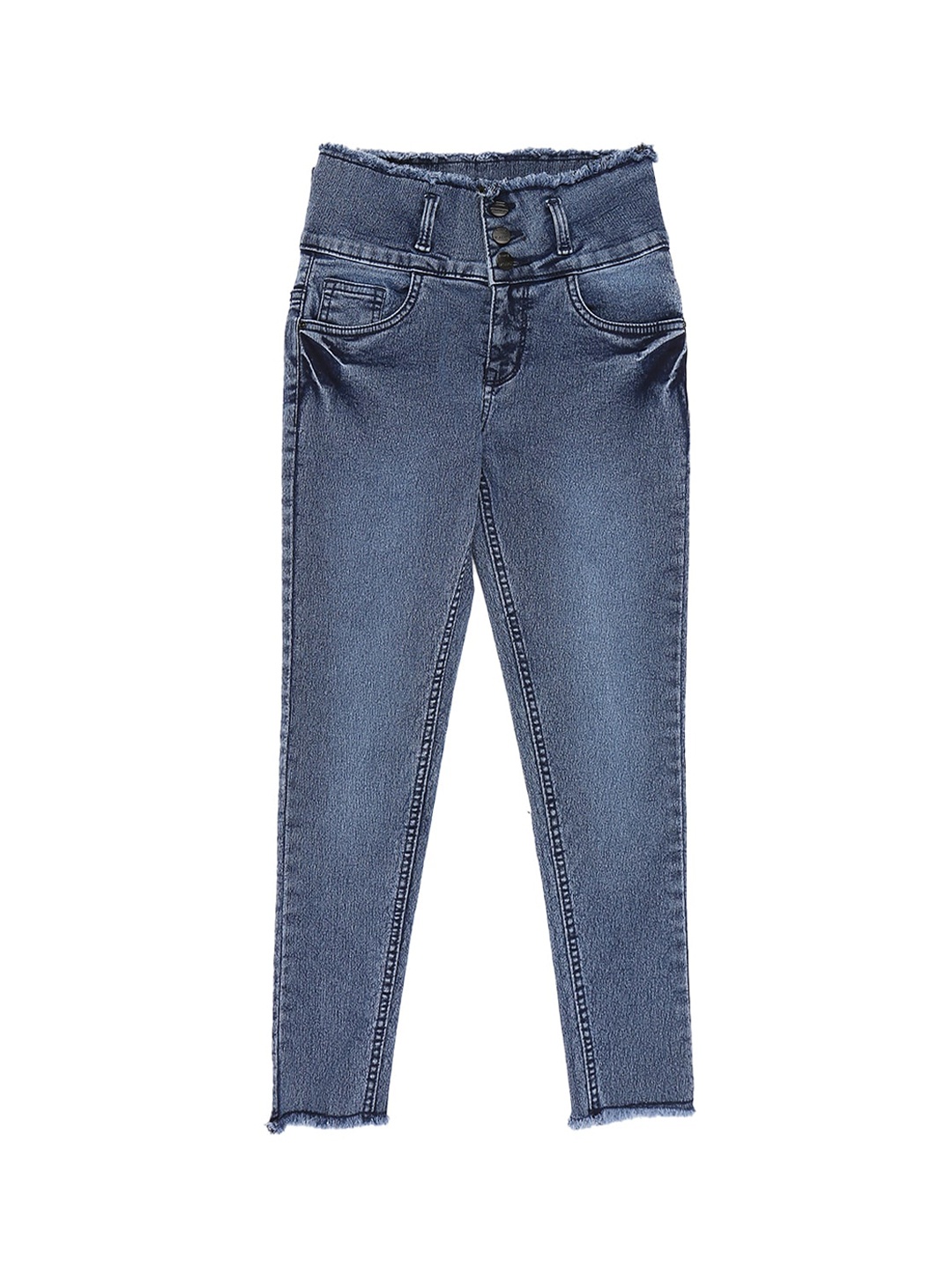 

High Star Girls Blue Slim Fit High-Rise Light Fade Stretchable Jeans