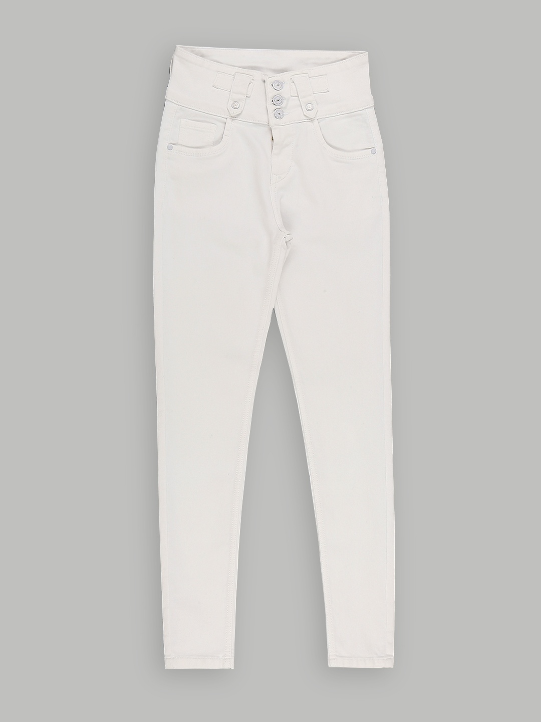 

High Star Girls White Slim Fit High-Rise Stretchable Jeans