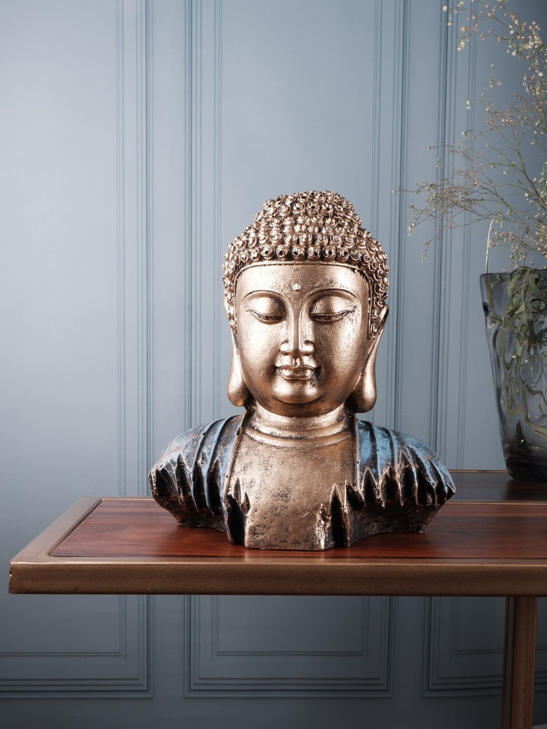 

THE WHITE INK DECOR Brown Buddha Figurine Showpiece