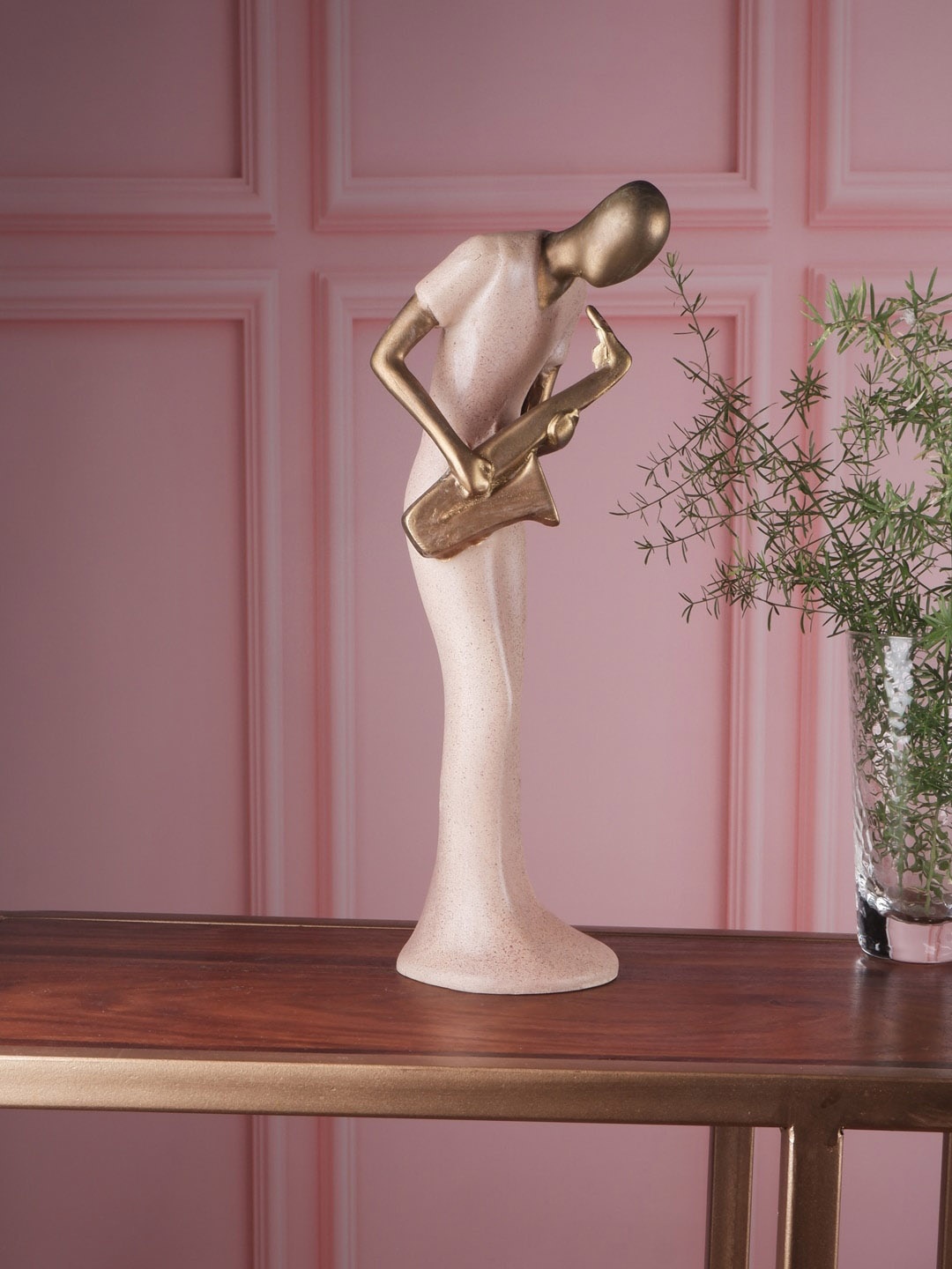 

THE WHITE INK DECOR Beige & Gold Premium Musician Figurine Showpieces