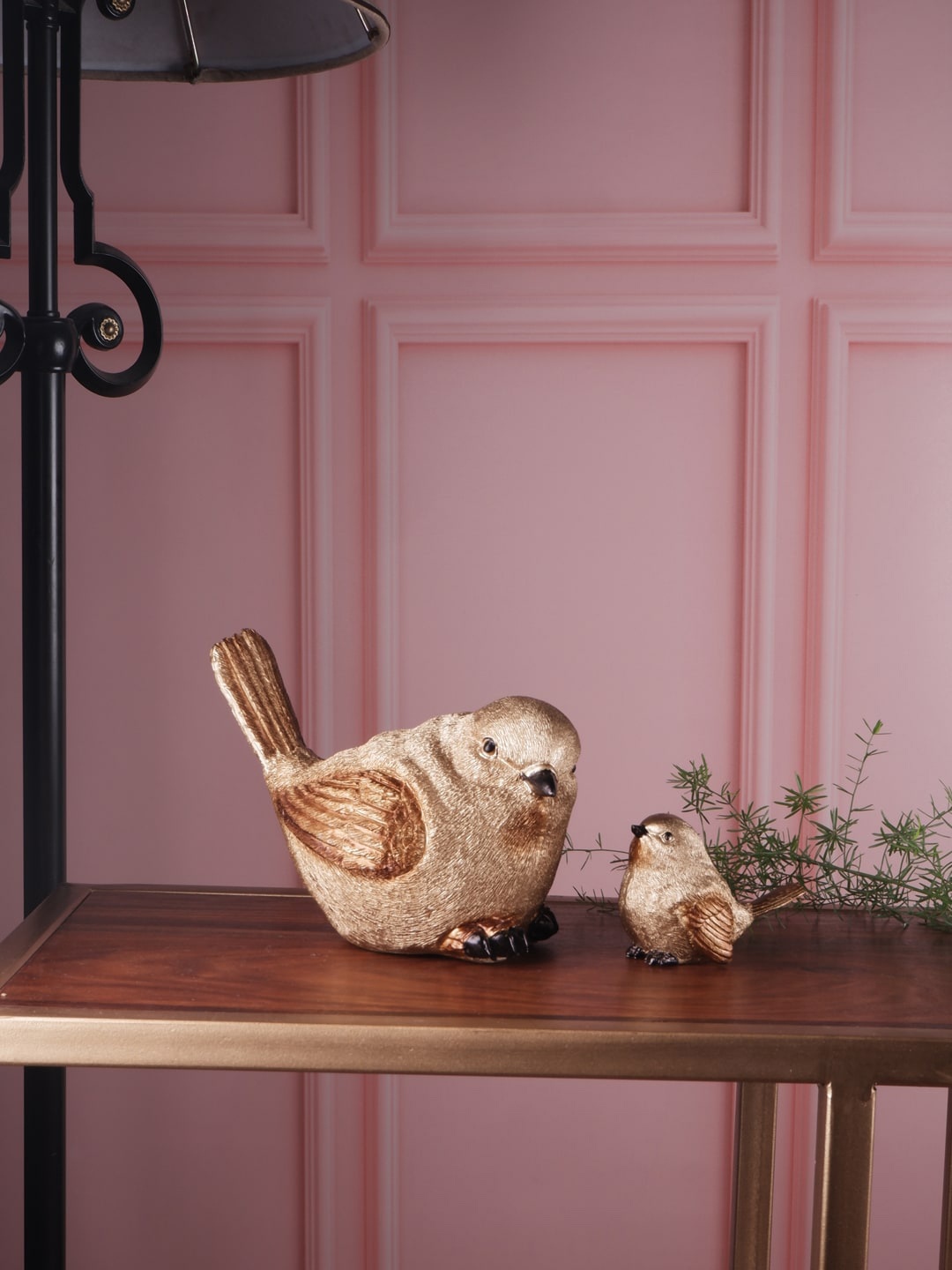 

THE WHITE INK DECOR Set Of 2 Brown Premium Bird Figurine Showpiece