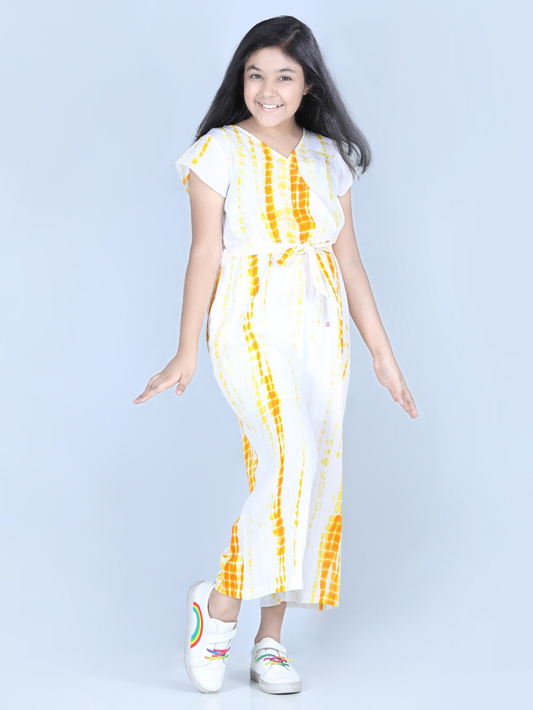 

StyleStone Girls Yellow & White Basic Jumpsuit
