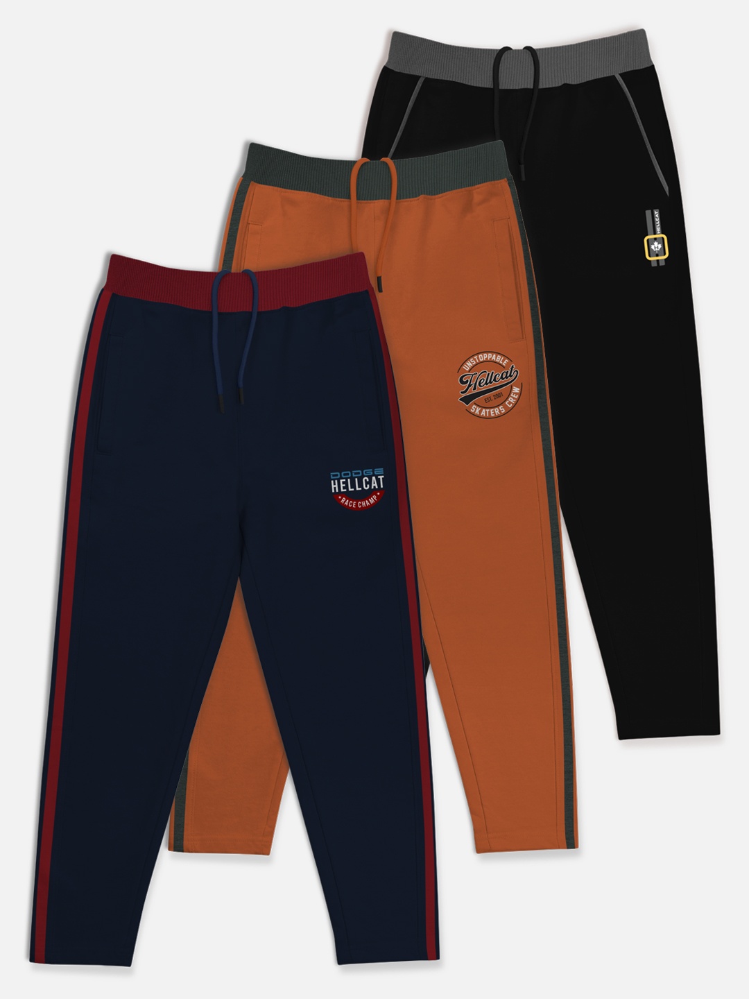 

HELLCAT Boys Pack of 3 Solid Track Pants, Navy blue