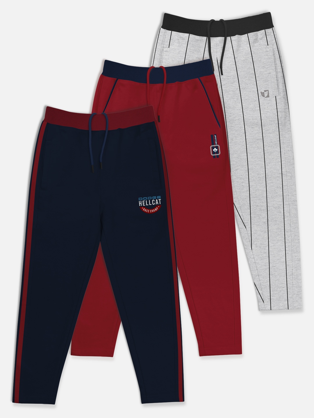 

HELLCAT Boys Pack of 3 Cotton Track Pants, Maroon