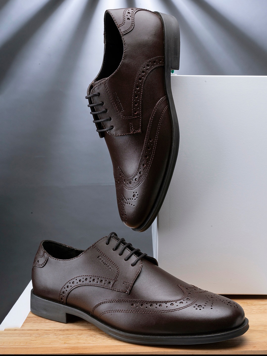 

Red Tape Men Brown Solid Leather Formal Brogues