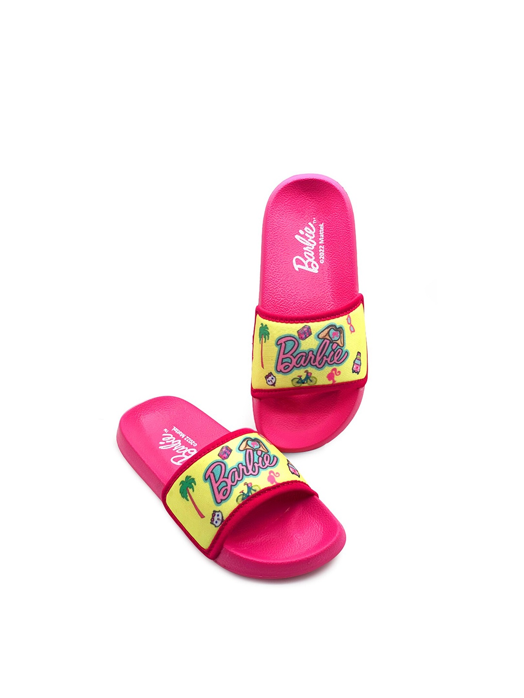 

KazarMax Girls Yellow & Pink Printed Sliders