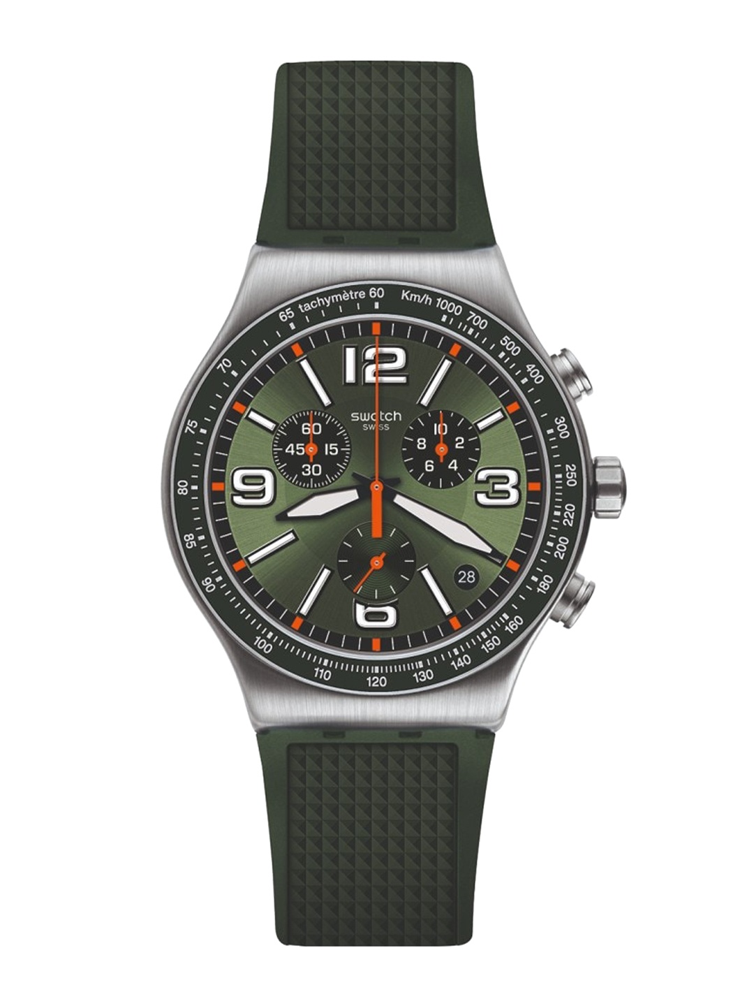 

Swatch Unisex Skeleton Dial & Textured Straps Analogue Watch YVS462_A, Green