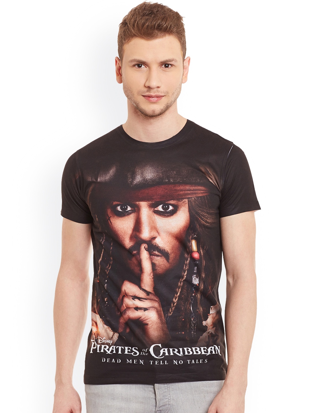 

Disney by Wear Your Mind Men Black Printed Round Neck T-shirt