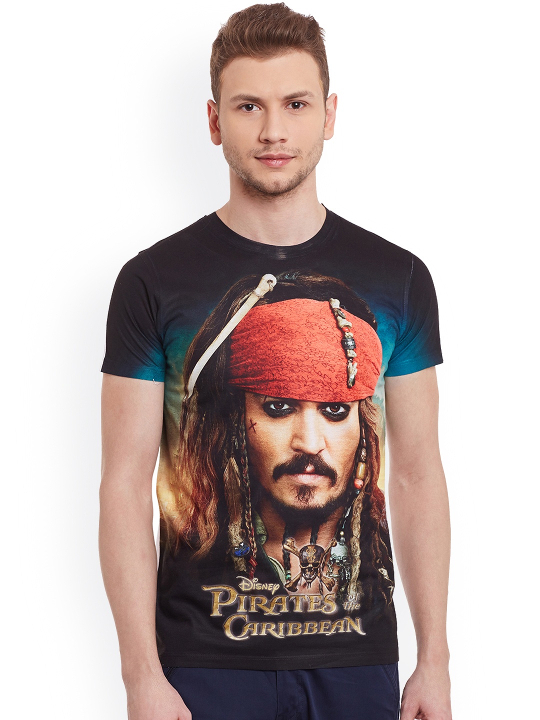 

Disney by Wear Your Mind Men Black Printed Round Neck T-shirt