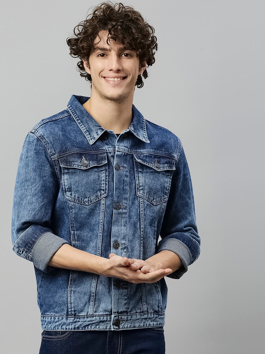 

Hubberholme Men Blue Washed Denim Jacket