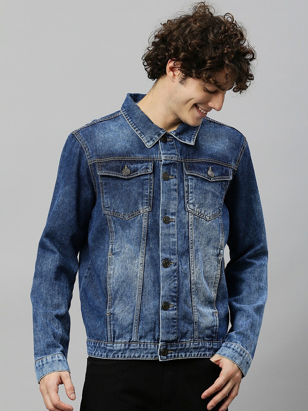 

Hubberholme Men Blue Washed Denim Jacket