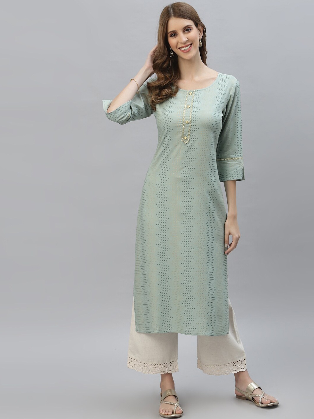 

Stylum Women Sea Green Regular Sleeves Thread Work Kurta