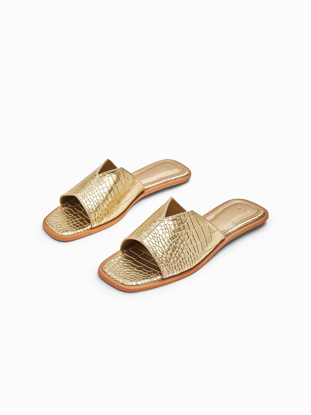 

The Label Life Women Yellow Textured Open Toe Flats