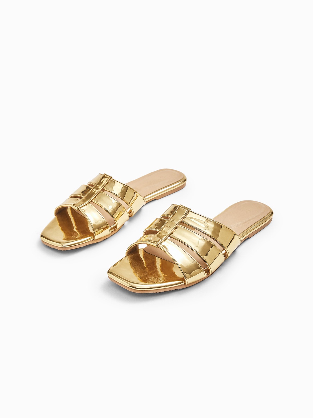 

The Label Life Women Gold-Toned Open Toe Flats