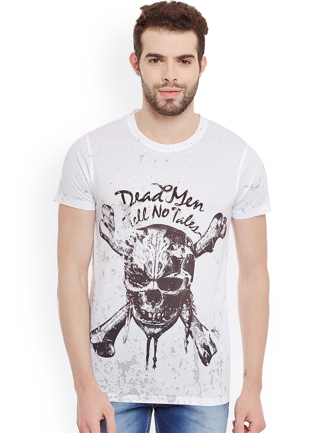 

Disney by Wear Your Mind Men White Printed Round Neck T-shirt