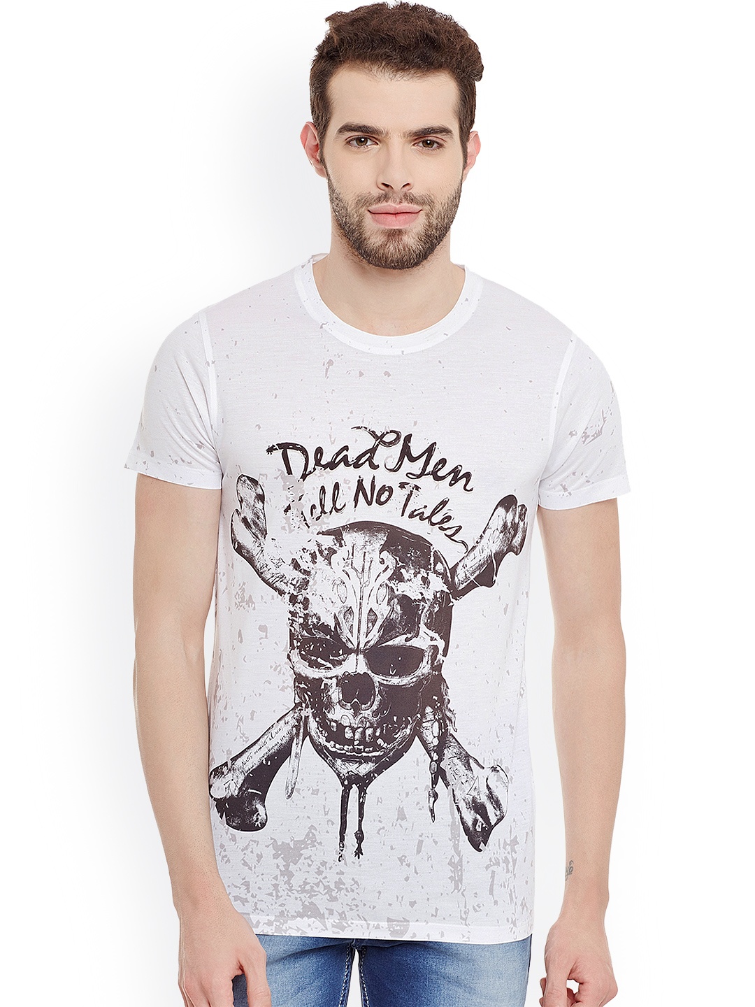 

Disney by Wear Your Mind Men White Printed Round Neck T-shirt