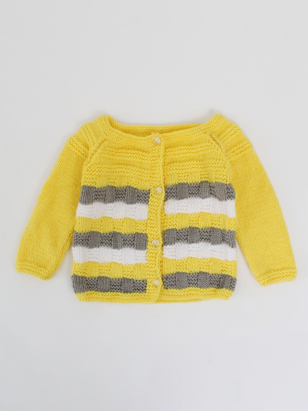 

Woonie Unisex Kids Yellow & White Cardigan