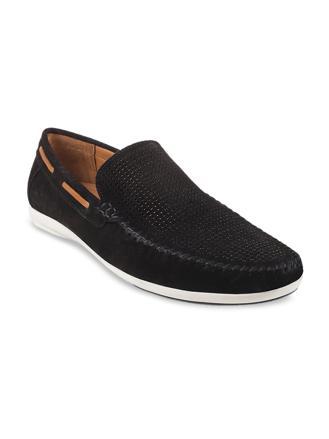 

J FONTINI Men Black Suede Boat Shoes
