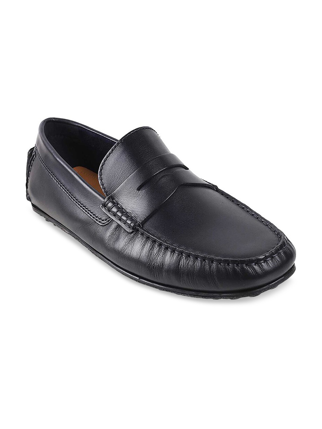 

J FONTINI Men Blue Textured Leather Loafers