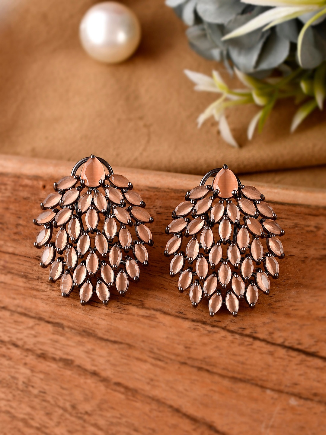 

AQUASTREET JEWELS Orange Handcrafted Zircon Stone Stud Earrings