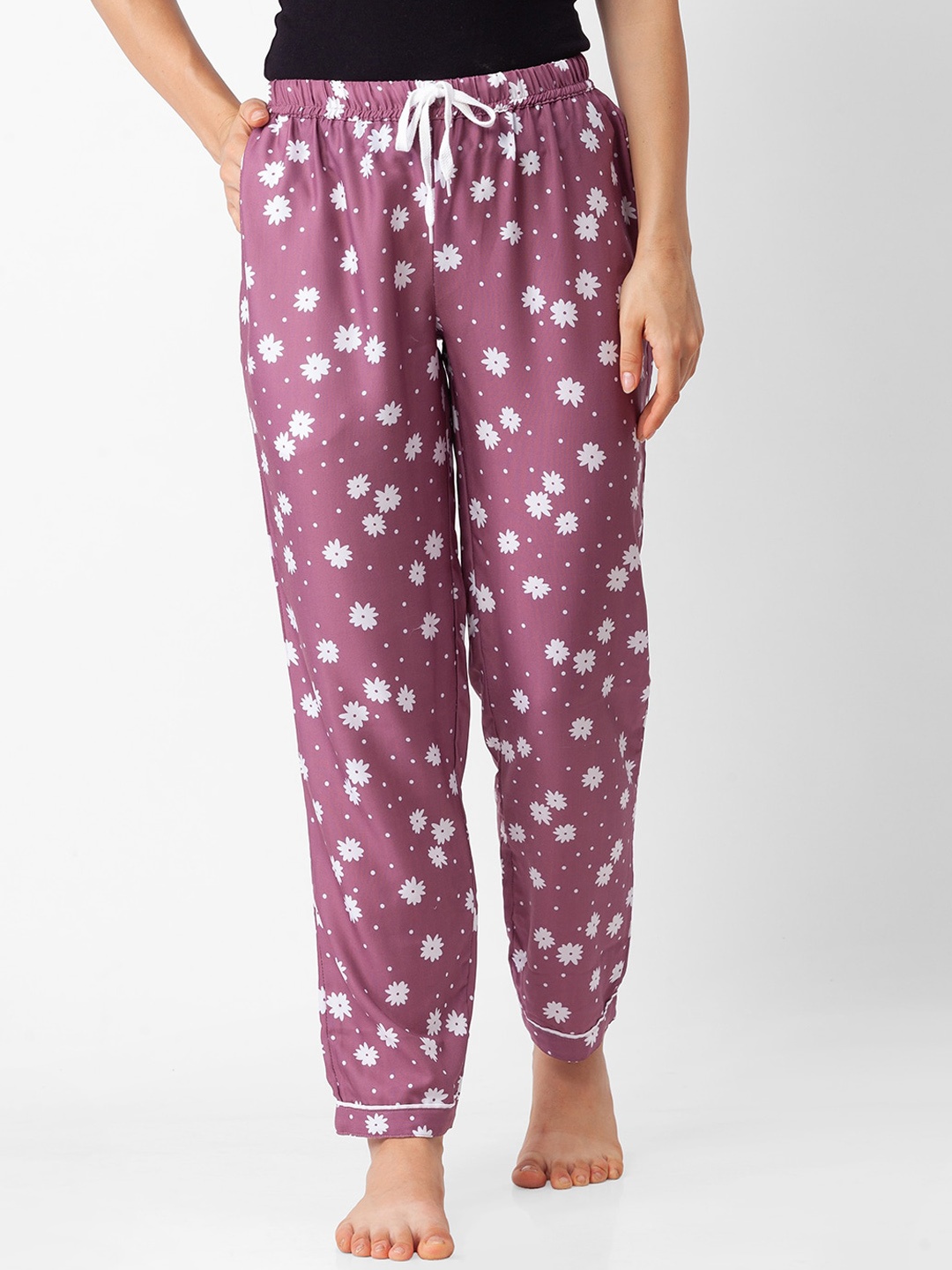 

FashionRack Women Pink Floral Printed Cotton Lounge Pants