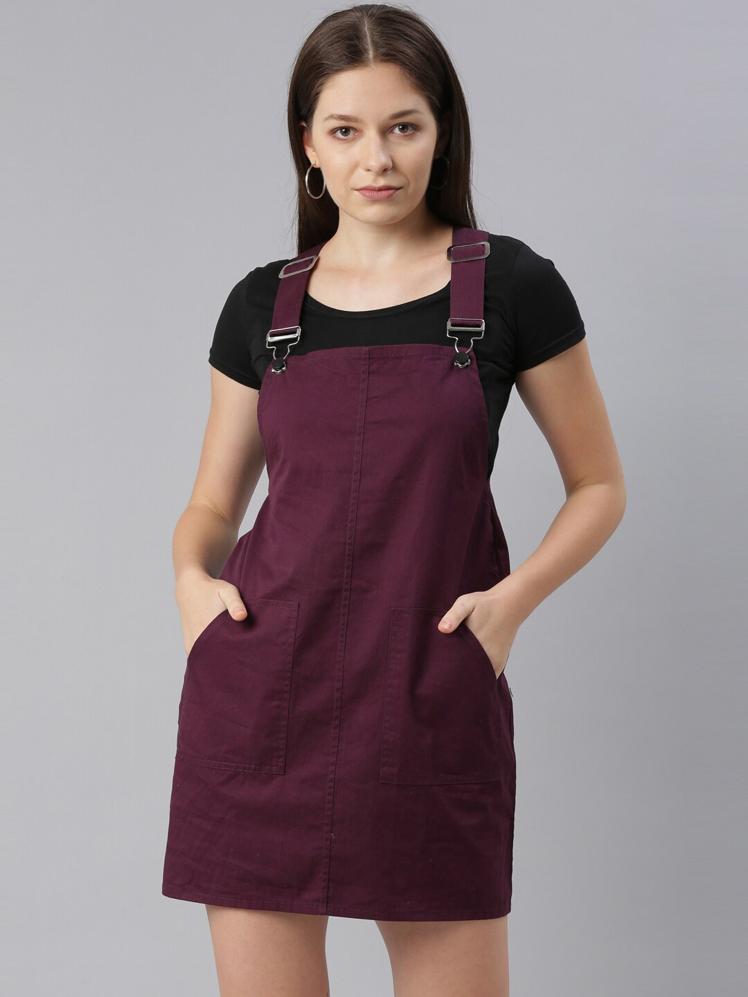 

ZHEIA Burgundy Pinafore Dress