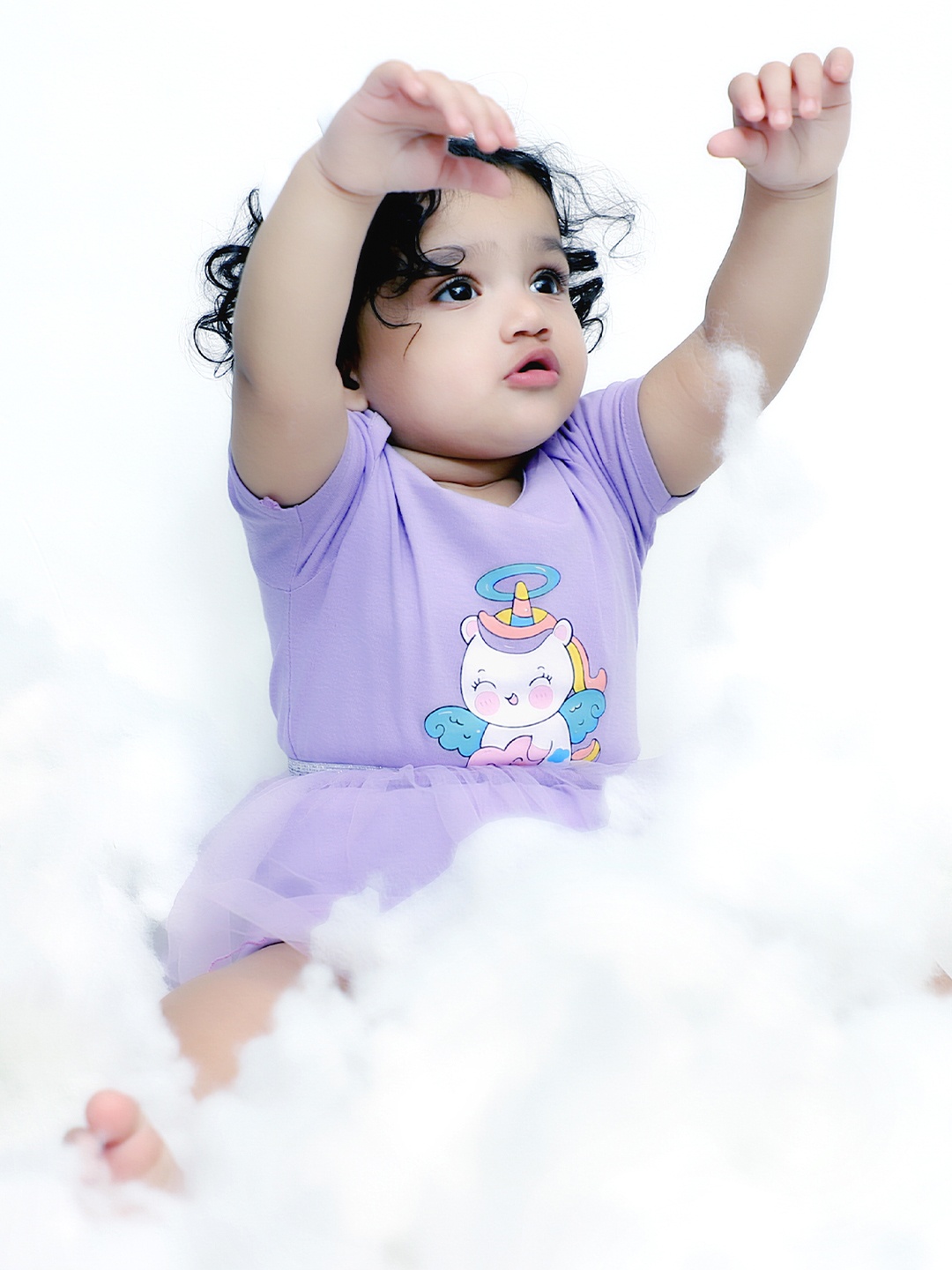 

YK Baby Infant Girls Lavender Unicorn Printed Bodysuit with Tulle Skirt