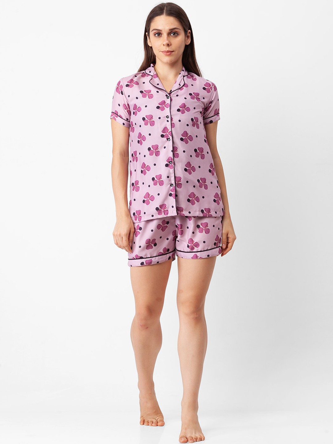 

FashionRack Women Pink & Black Printed Night suit