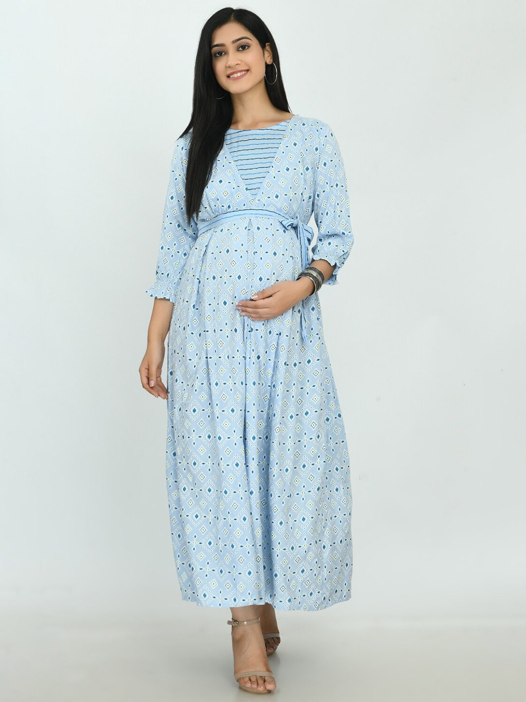 

MAFE Turquoise Blue Floral Maxi Dress