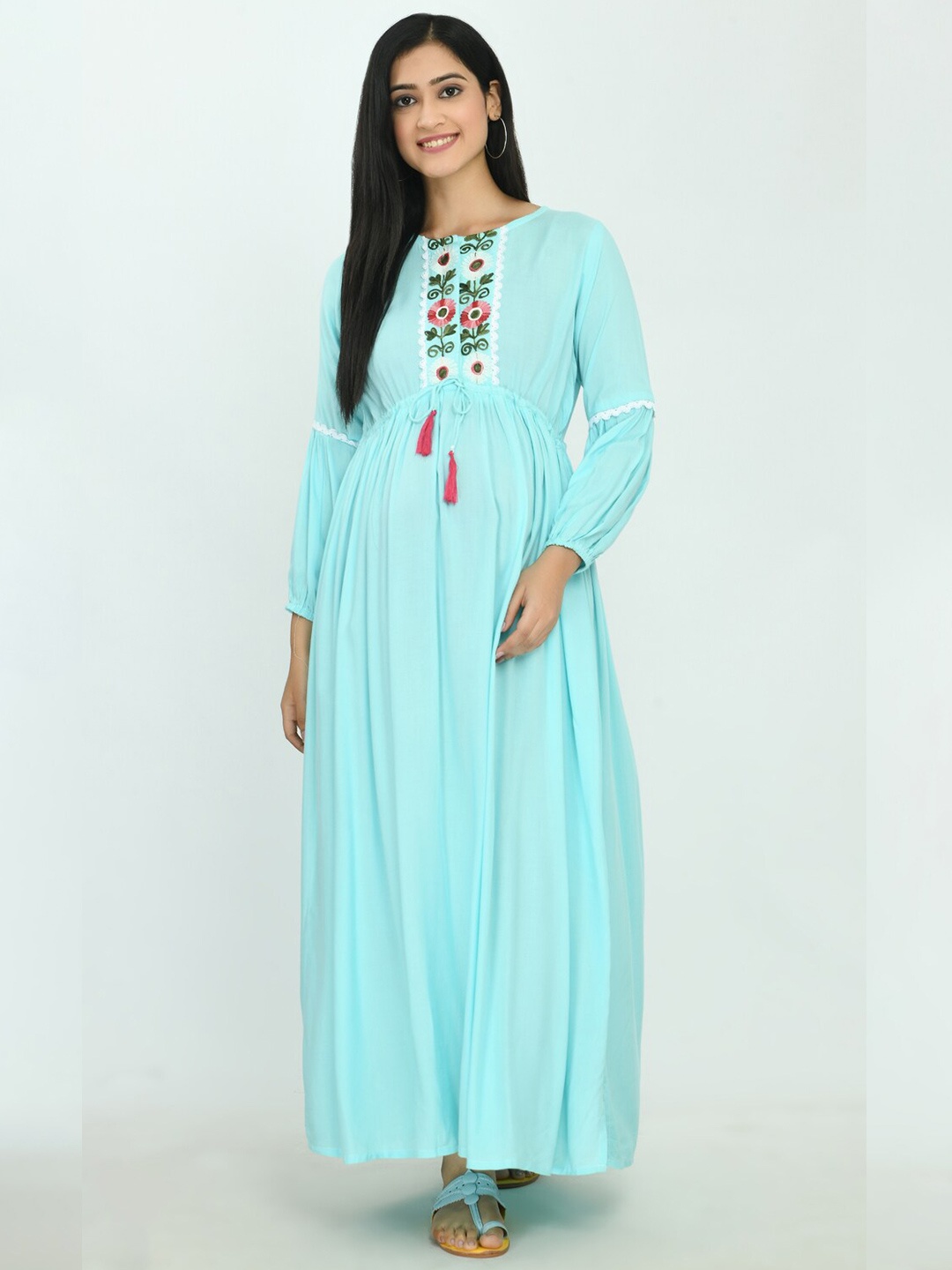 

MAFE Turquoise Blue & pale blue Maxi Dress