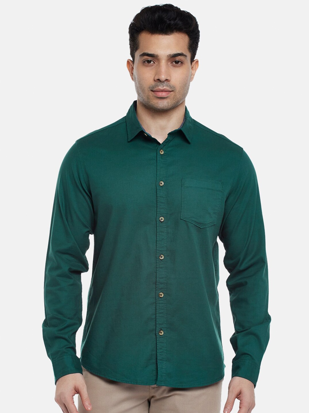 

BYFORD by Pantaloons Men Green Slim Fit Casual Shirt