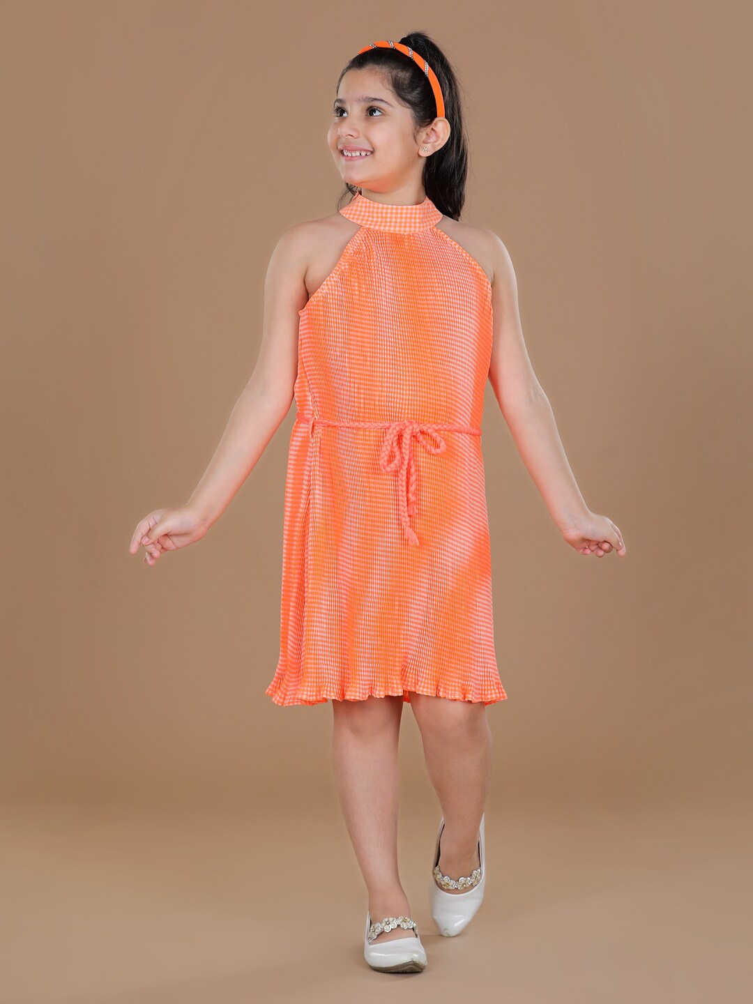 

StyleStone Orange Crepe A-Line Dress