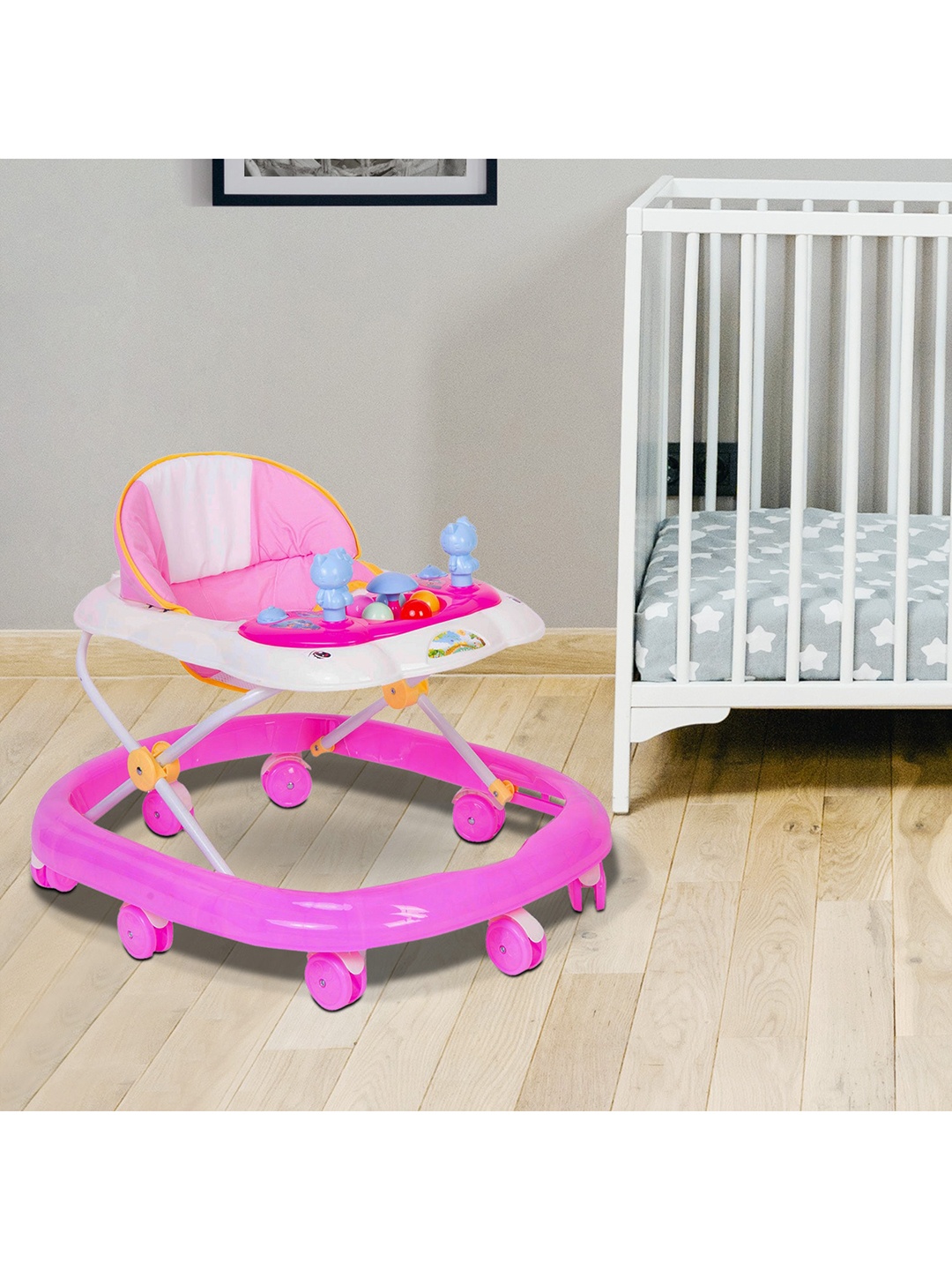 

Baby Moo Infant Pink & White Printed Baby Walker