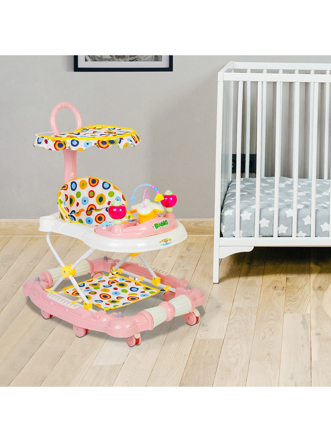 

Baby Moo Infants Pink & White Solid Walker