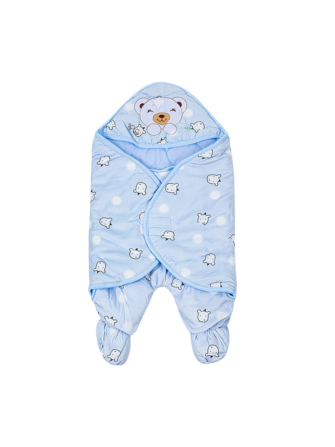 

Baby Moo Infant Blue Printed Wrapper