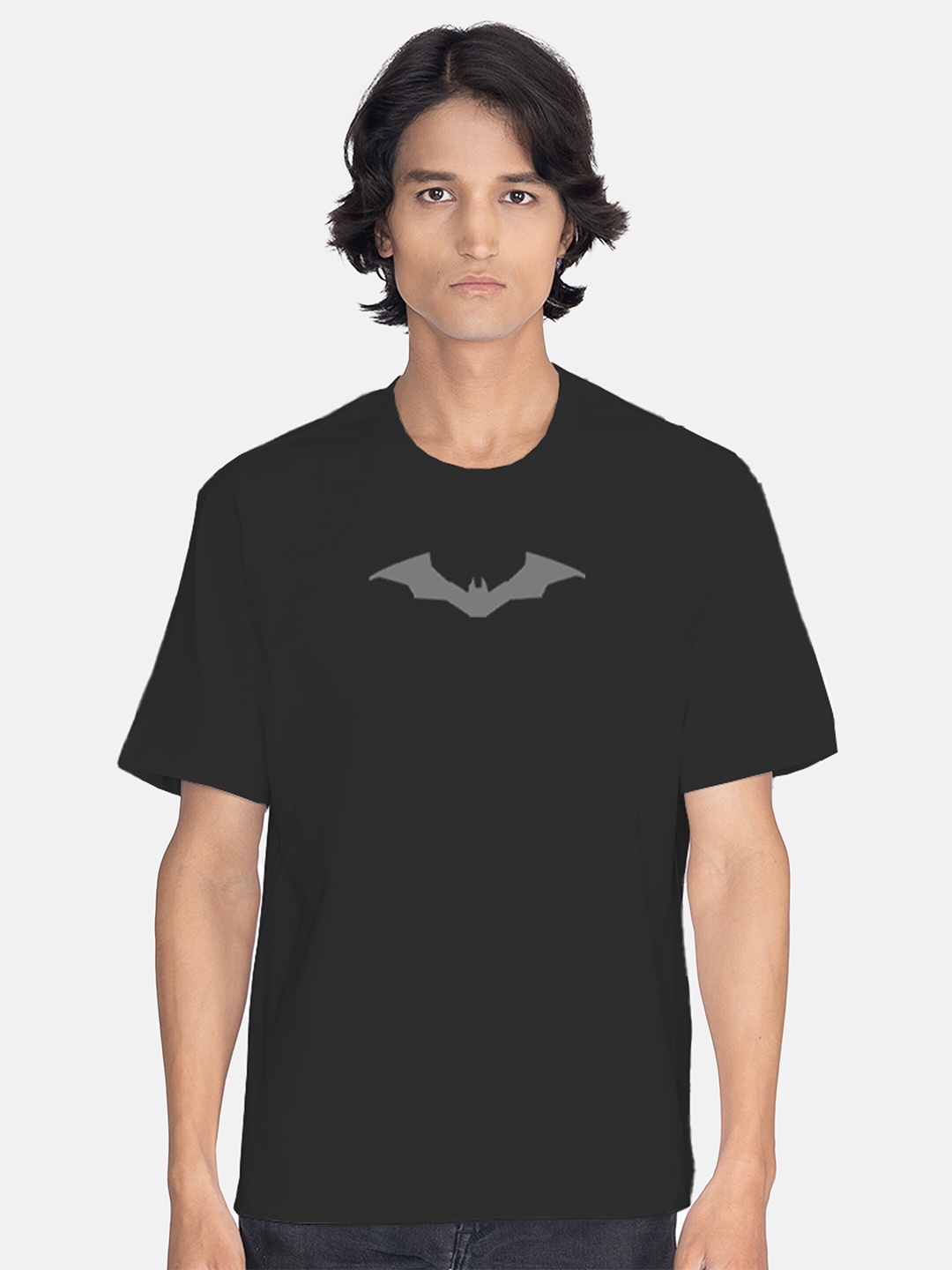 

SMUGGLERZ INC Men Black Batman Bio Finish Oversized T-shirt with Mask