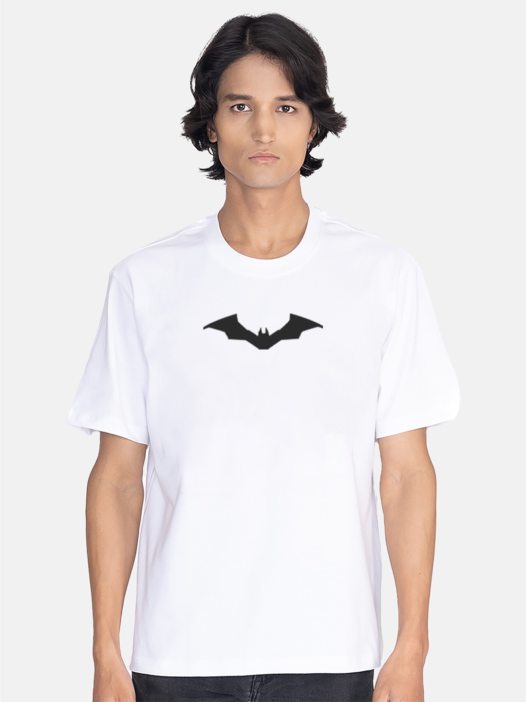 

SMUGGLERZ INC Men White Batman Bio Finish Oversized T-shirt with Mask