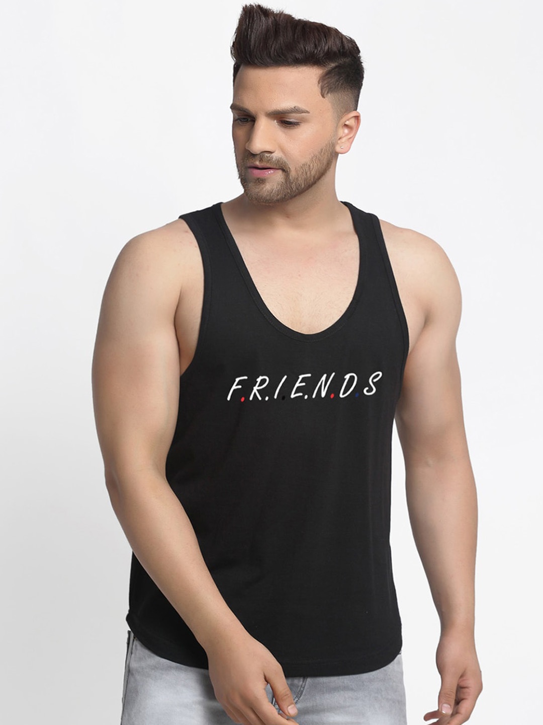 

Friskers Men Black Printed F.R.I.E.N.D.S Innerwear Vests