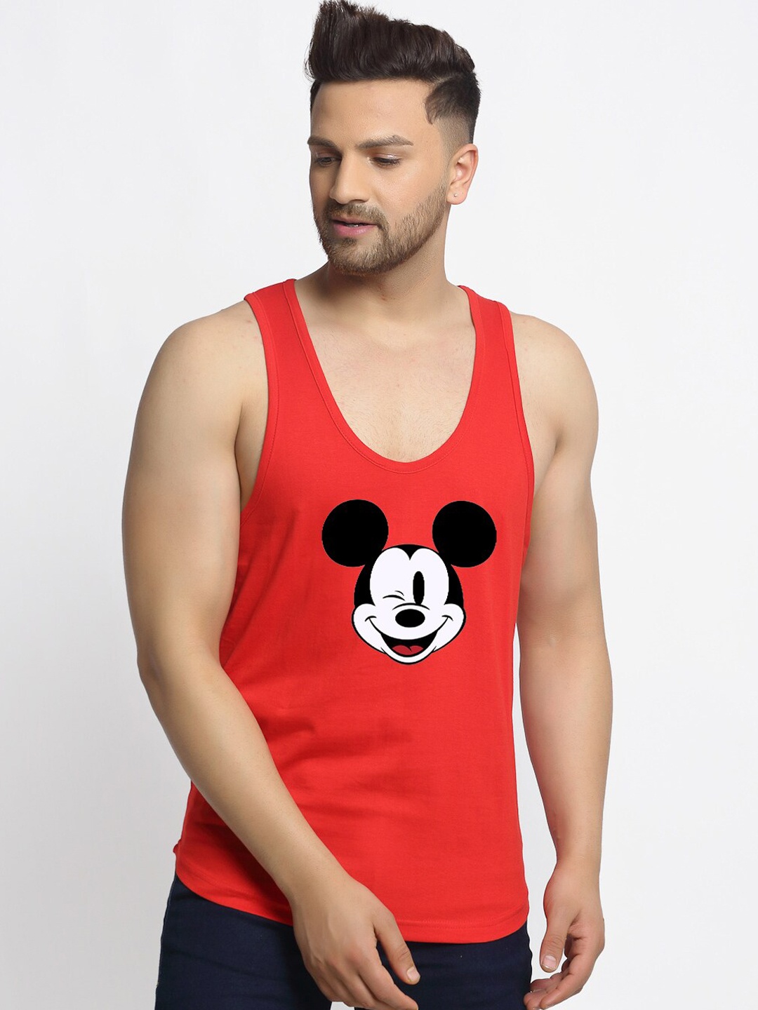 

Friskers Men Red Printed Mickey Mouse Innerwear Vests