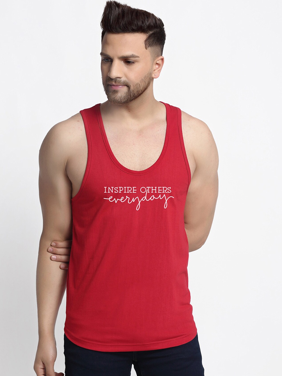 

Friskers Men Maroon & White Printed Cotton Innerwear Vests