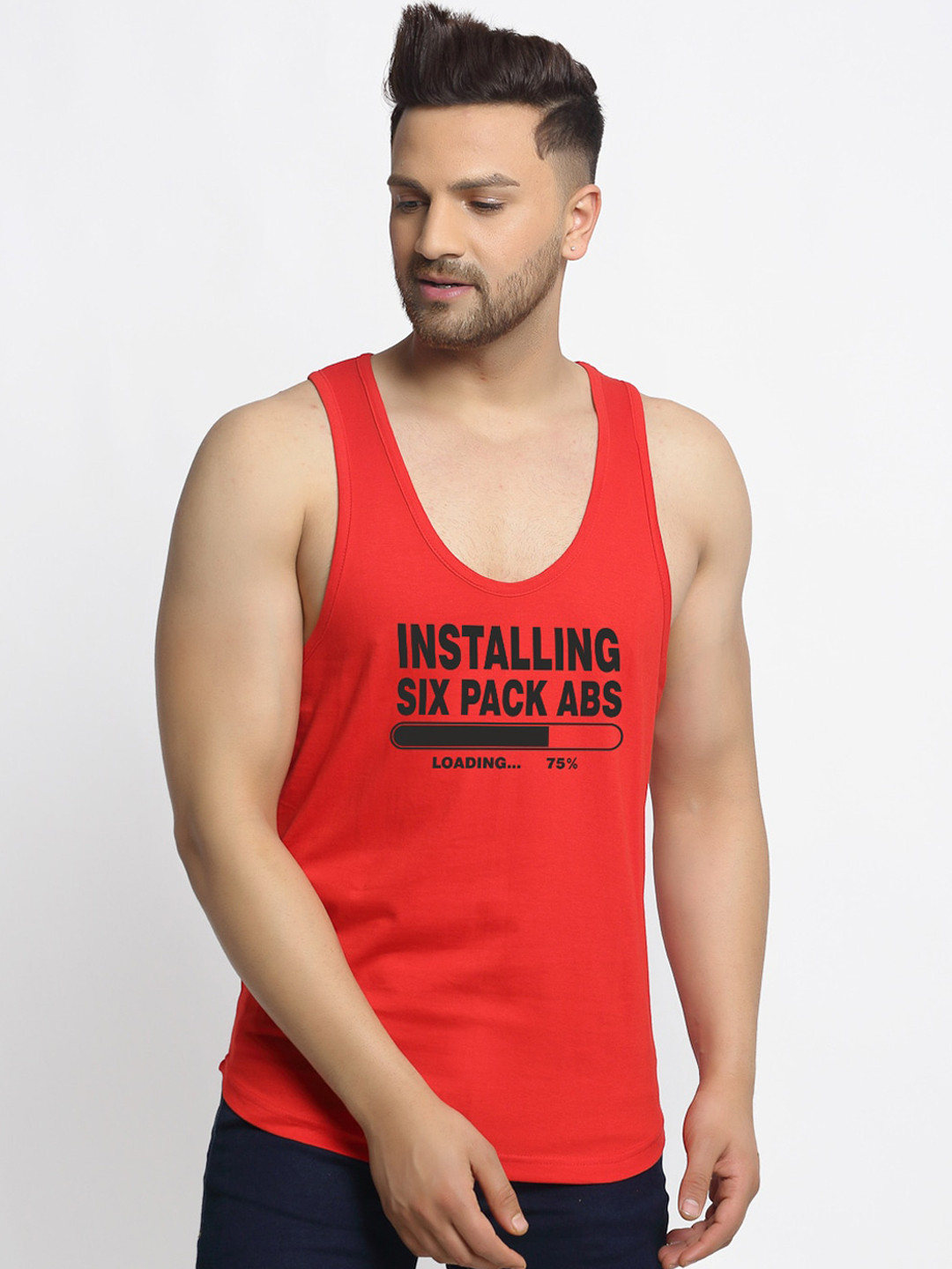 

Friskers Men Red Printed Innerwear Vests