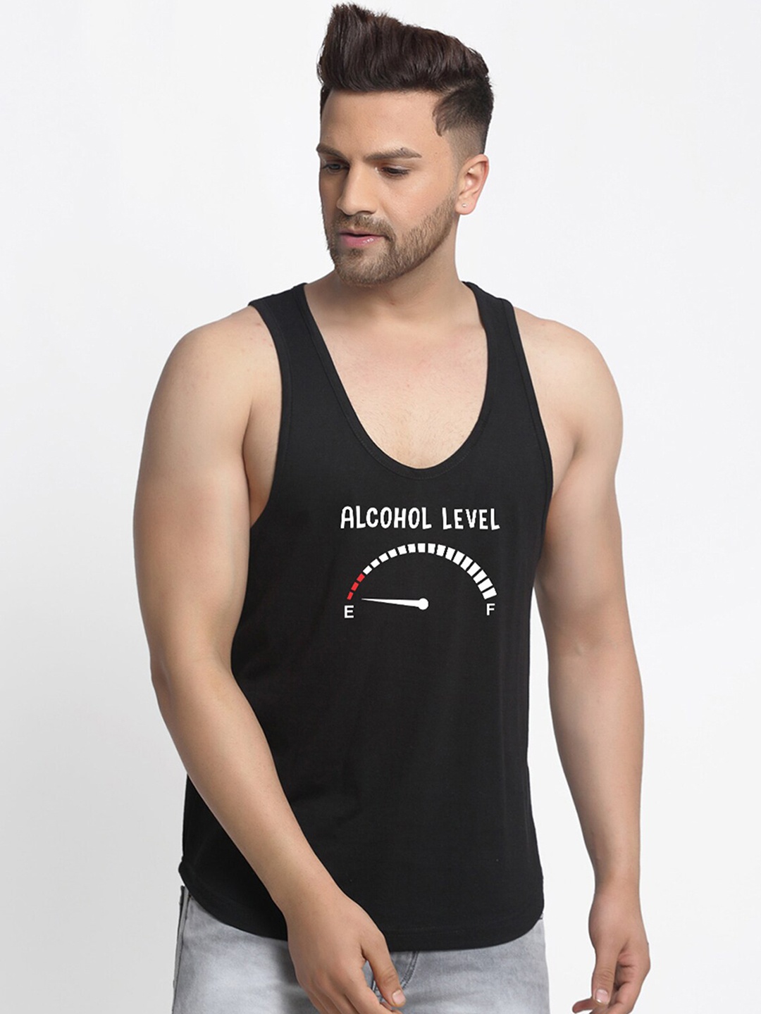 

Friskers Men Black Printed Innerwear Vests
