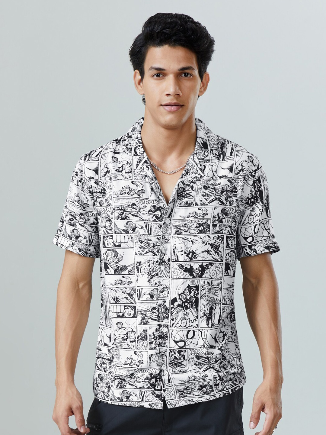 

The Souled Store Men White Printed Casual Shirt